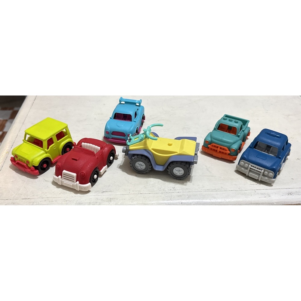 B Toys Happy Cruisers Mini Vehicles Set Cars PoliceTruck Lot Of 5 & Bluey ATV